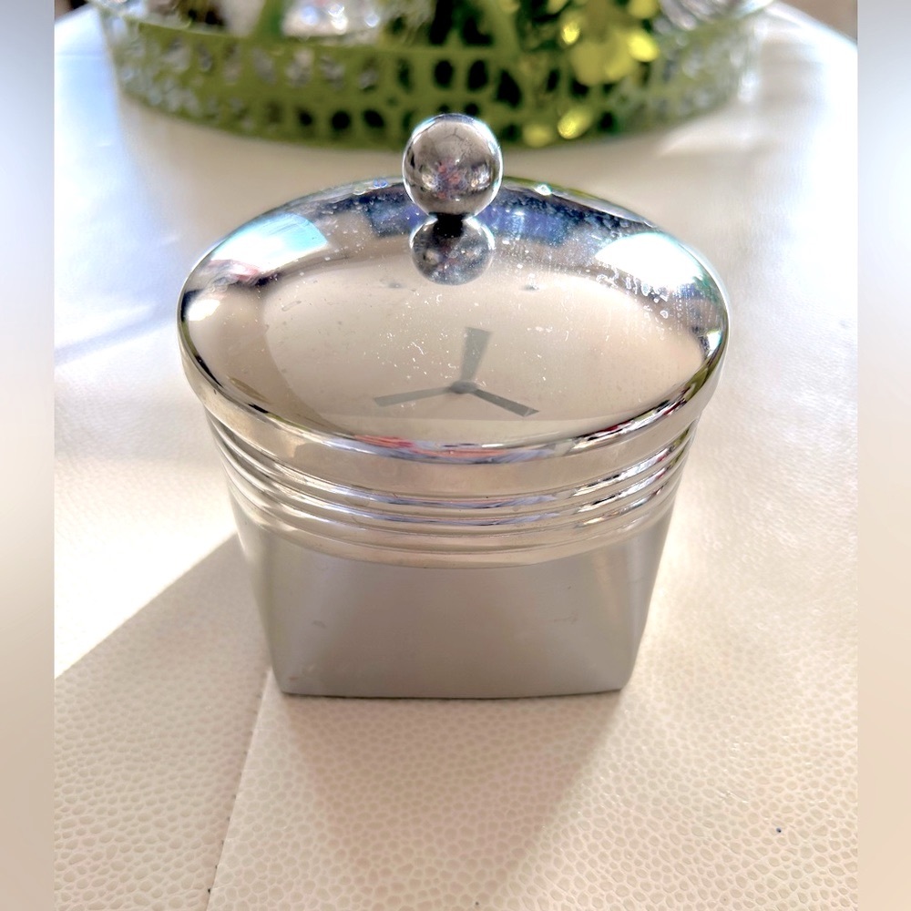 Bathroom Office Accessory/Decor/Container Silver Cotton Ball Q-Tips Hair Ties